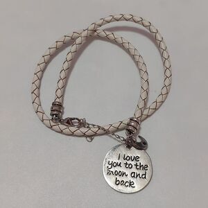 I love You To The Moon and Back Charm Braided Faux Leather Wrap Bracelet